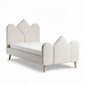 Letto per bambini in tessuto beige con testata geometrica 120 x 90 x 90cm