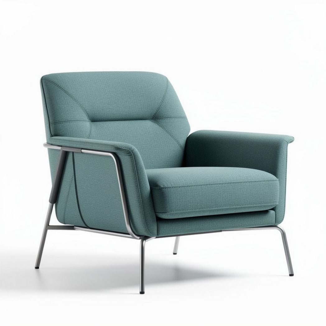 Poltrona in tessuto verde acqua con struttura in metallo dimensioni 80 x 80 x 80cm