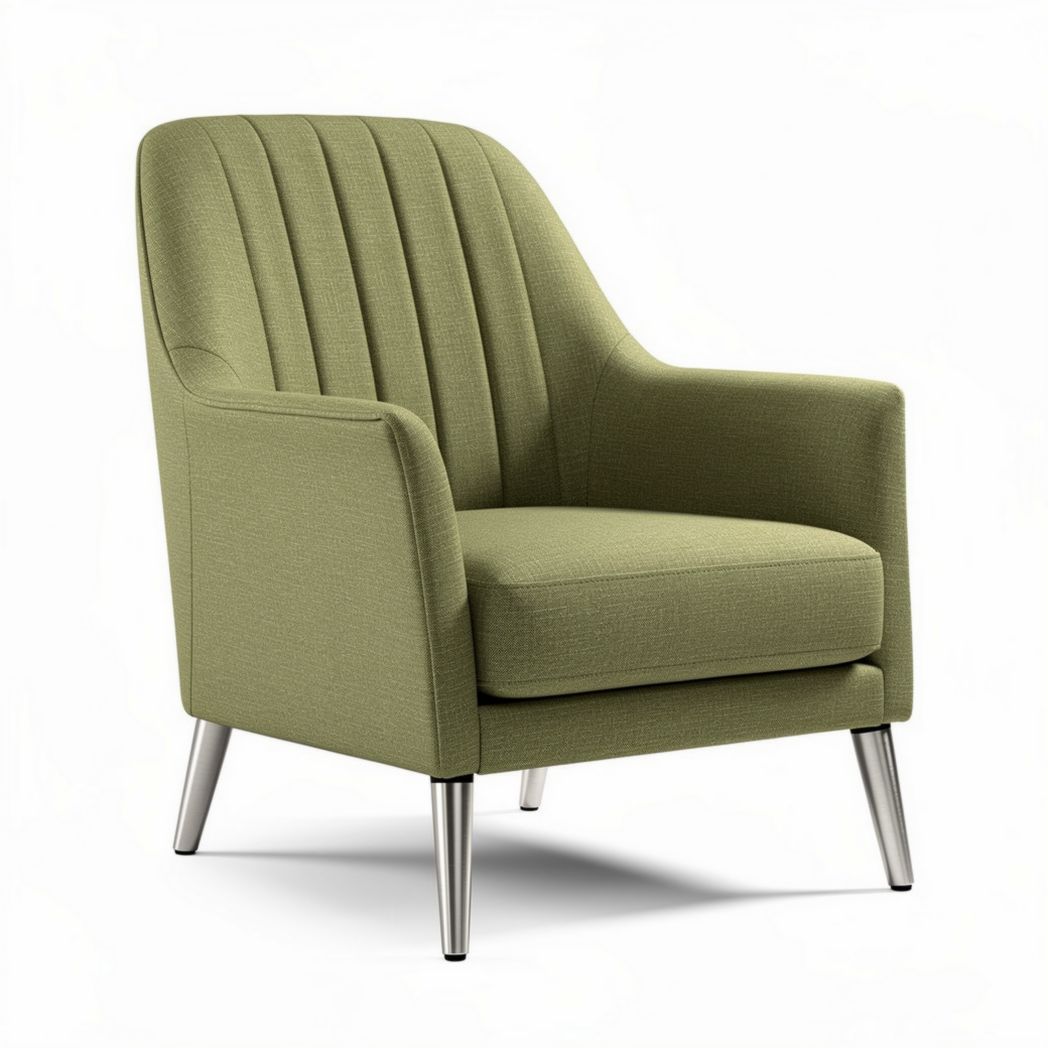 Poltrona moderna in tessuto verde con piedi in metallo 70 x 80 x 85cm