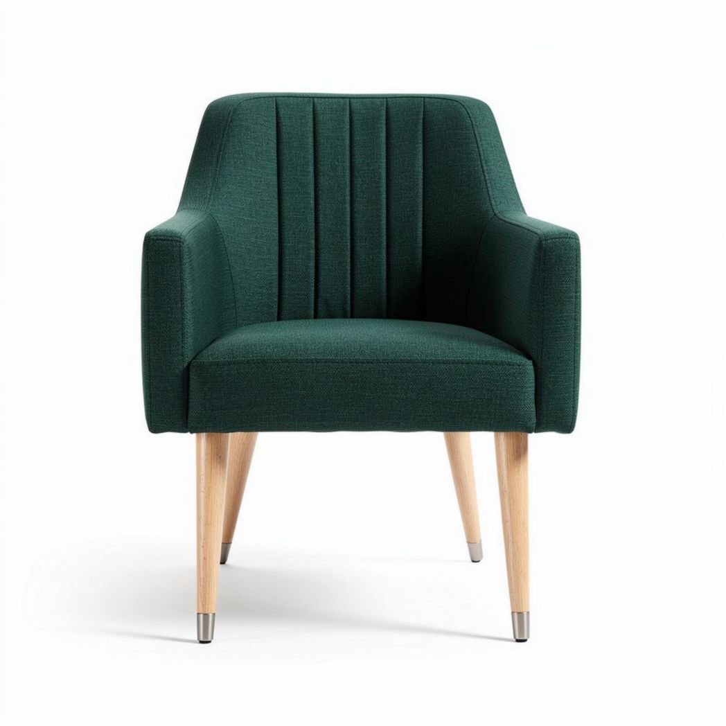 Poltrona verde in tessuto con gambe in legno 70 x 70 x 80cm