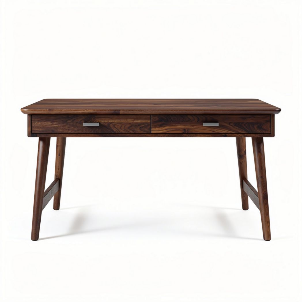 Scrivania in legno massello scuro con due cassetti dimensioni 120 x 60 x 75cm