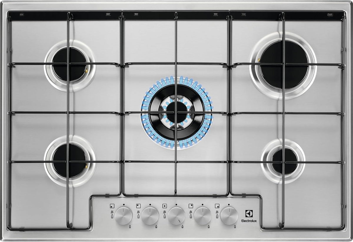 Electrolux EGG75372K Piano Cottura a Gas 75 cm 5 Fuochi Griglie in Ghisa(Serie 300 | 75cm/5 Fuochi | 75 cm/Inox | Egs7534x)