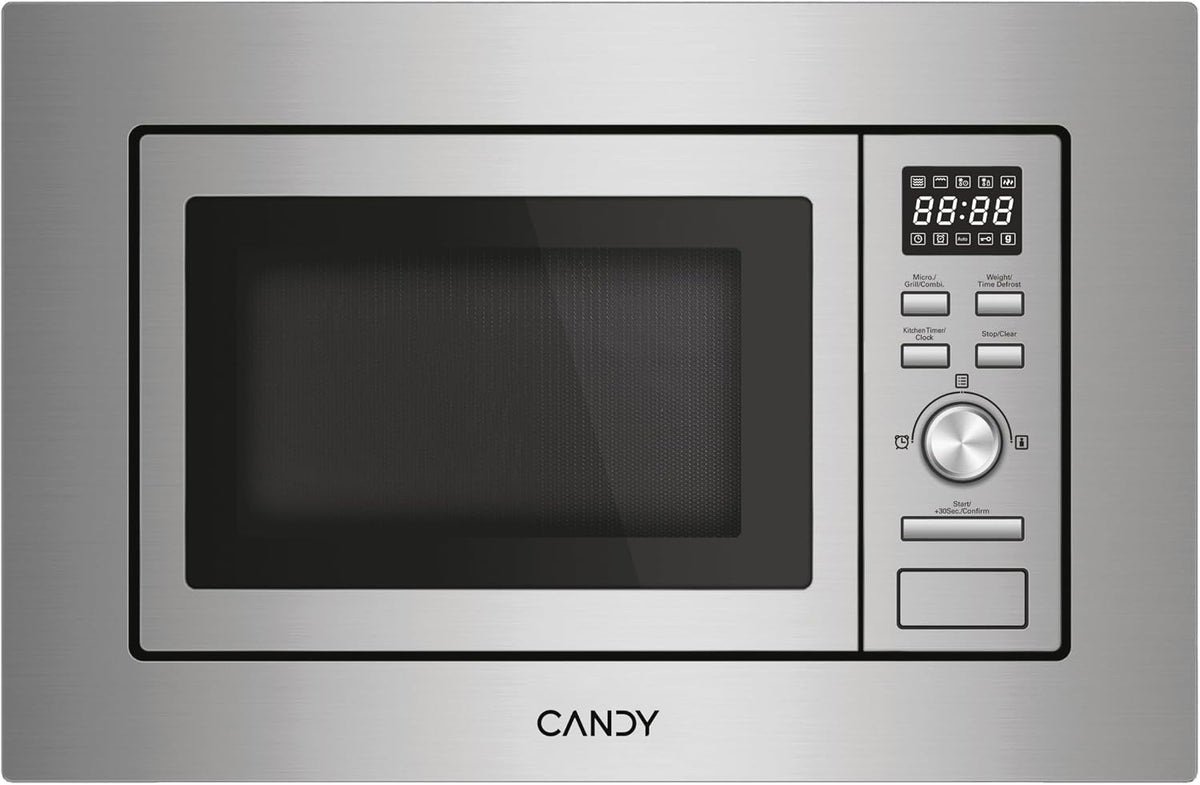 Candy Wave 600 Microonde da Incasso, 20 Litri, 7 programmi, 5 livelli di potenza, Grill, ricette su App hOn AxLxP 38,2x59,5x34,4 cm, Acciaio Inox - CA20FMW7NG(2025/20lt)