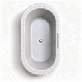 Vasca da bagno ovale in acrilico bianco 180 x 80 x 50 cm con sistema di scarico integrato