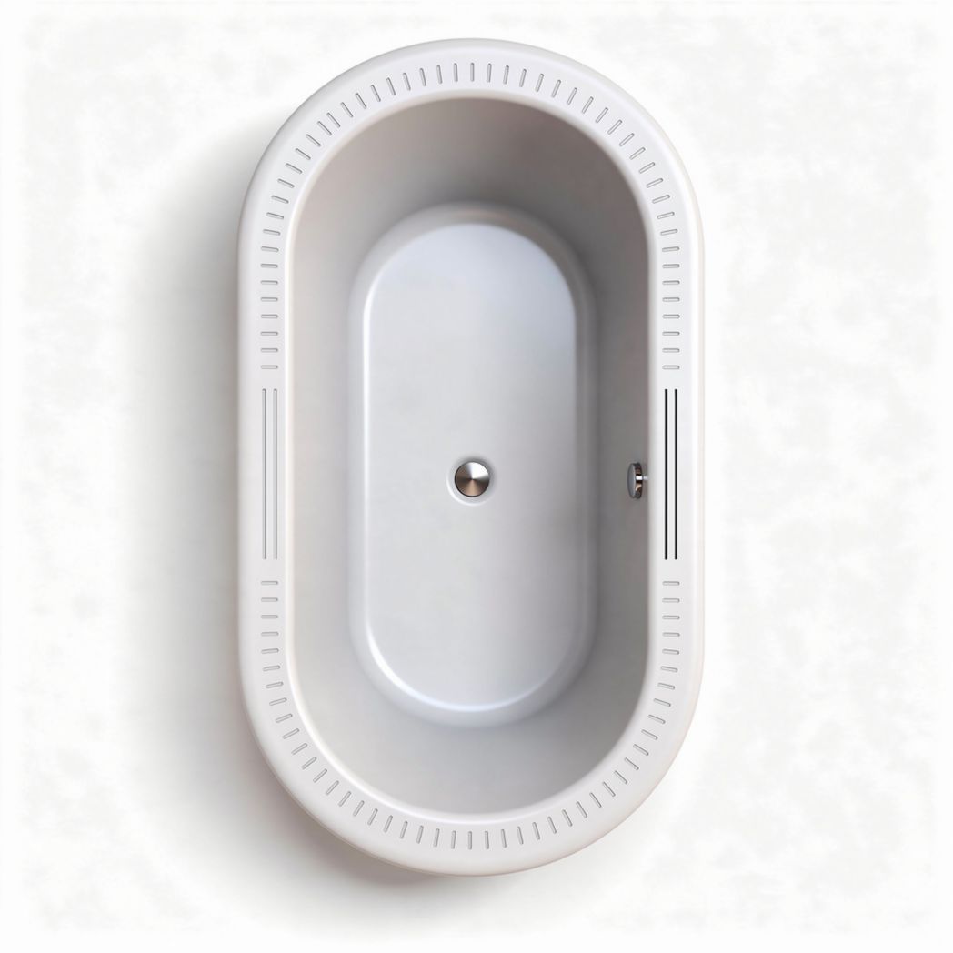 Vasca da bagno ovale in acrilico bianco 180 x 80 x 50 cm con sistema di scarico integrato