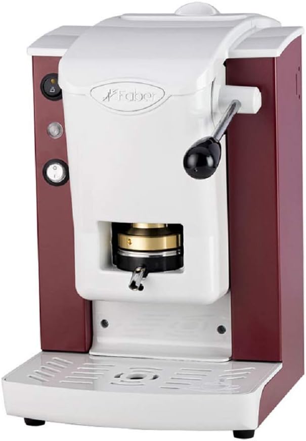 FABER COFFEE MACHINES | Modello Slot Plast | Macchina caffe a cialde ese 44mm | Colore Nero plastiche Nero | Pressacialda in ottone(Borgogna/Bianca)