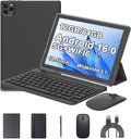 10 Inch Android Tablet 15 12GB RAM + 64GB ROM 2 in 1 Tablet with Keyboard Case and Mouse Stylus 1.8GHz Quad-Core Processor 1280x800 IPS HD 5G WiFi6 BT 5.0