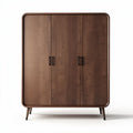 Armadio in legno scuro con ante a righe e maniglie nere 180 x 90 x 45cm