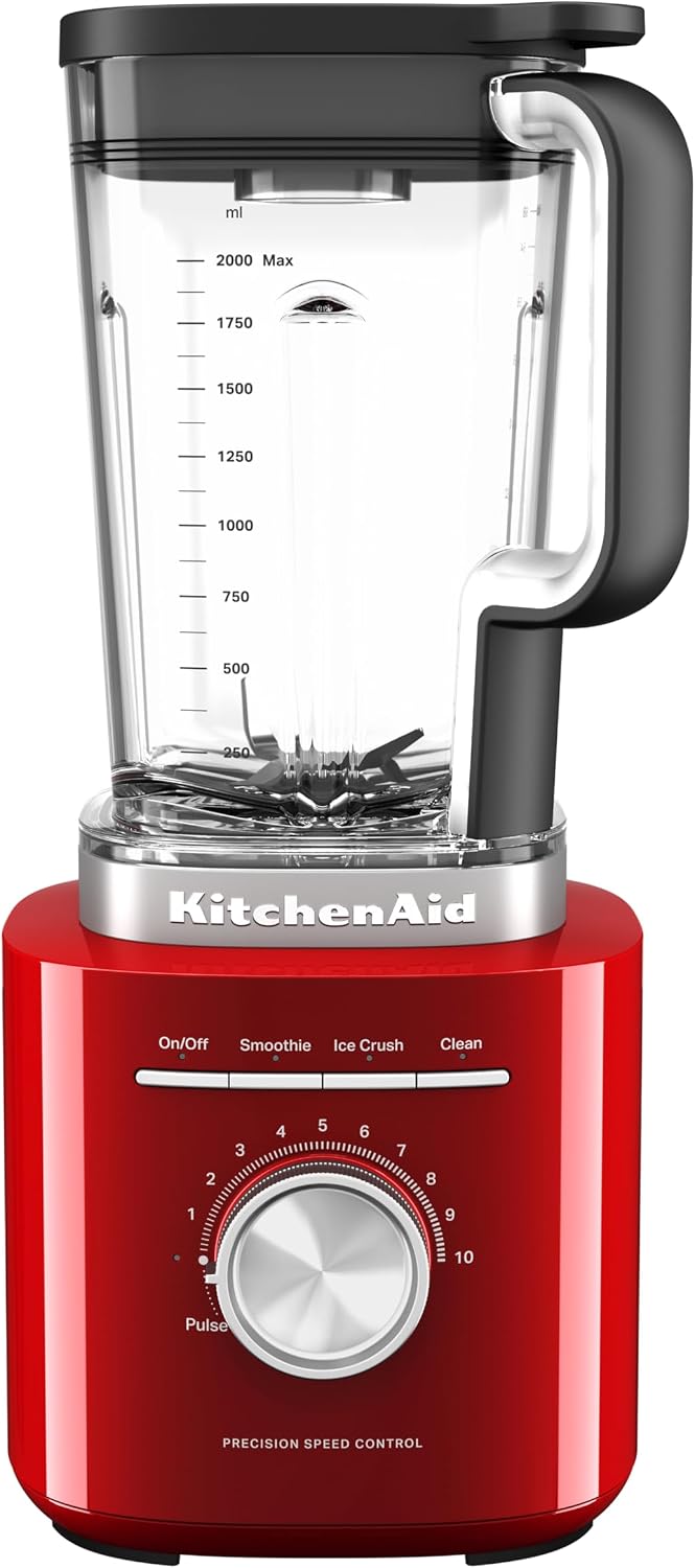 KitchenAid 5KSB2073EDG Pure Power Batidora de Vaso, Motor Potente con Jarra de 2L sin BPA, 10 Velocidades, Programas para Hielo y Smoothies, Cuchilla Asimétrica Inox, Gris Marengo(Rosso Imperiale)