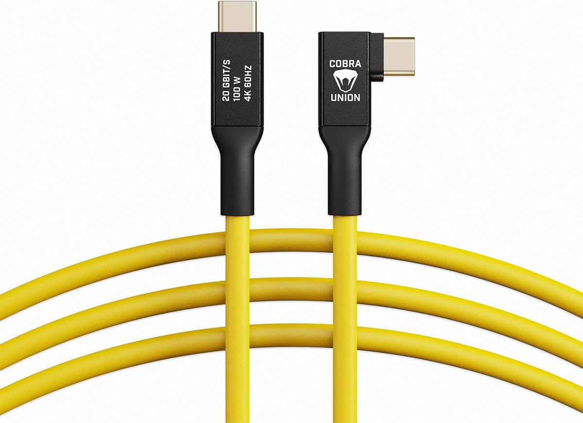 CobraTether USB-C to USB-C 90 Degree Cable 5m Yellow(yellow)