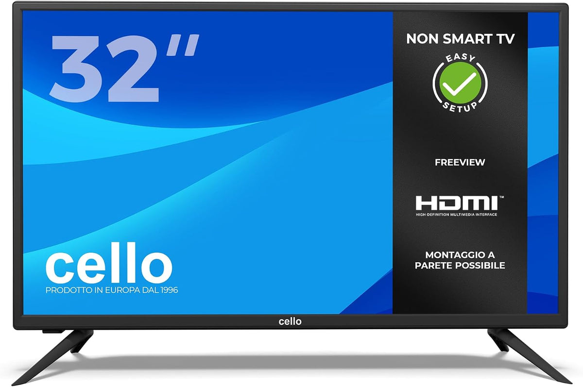 Cello C2224SH 22 Easy Set Up Non Smart TV with Triple Tuner Frameless (DVB-C/-S2/-T2) Pitch Perfect Sound Made in Europe [2025](32/DVB-S)