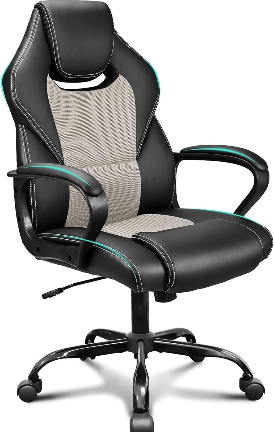 BASETBL Sedia Ufficio Sedia da Gaming Poltrona Girevole da Ufficio, Poltrona Direzionale Oscillant Supporto Lombare Schienale Alto, Sedie Scrivania Computer in Similpelle, Portata 150 kg (Rosso)(Grigio)