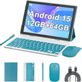 10 Inch Android Tablet with 15 Tablets, 2 in 1 Tablet with Keyboard 12GB RAM + 64GB ROM, 2MP + 8MP 6000mAh Tablet, Includes Keyboard/Mouse/Case/Stylus Pen/Bluetooth 5G Wifi-6 Tablet(blue navy)