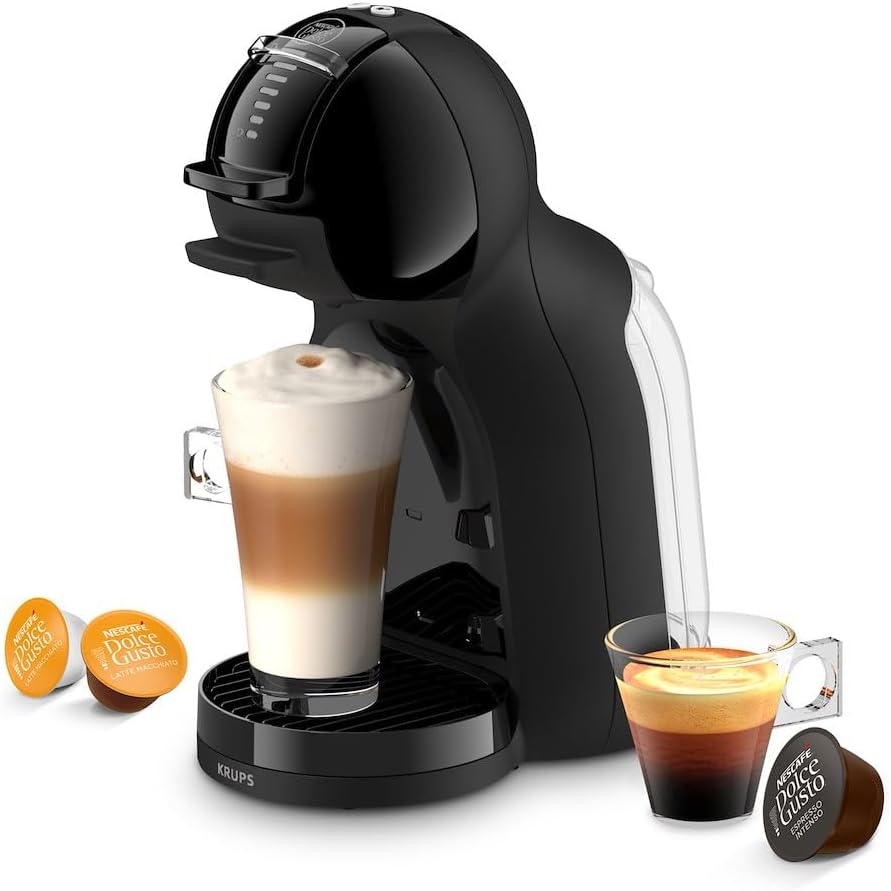 Krups Nescafé Dolce Gusto Mini Me, Macchina da caffè automatica a capsule, 15 bar di pressione, capacità 0,8 l, compatta, spegnimento automatico, nero, KP1438AS