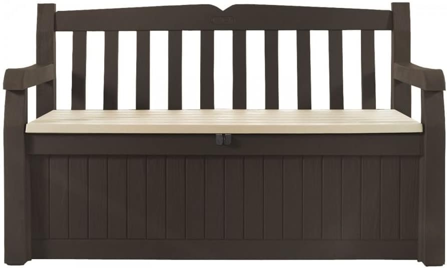 Keter 12-938067 Cassapanca da Giardino Patio Bench, In Resina, Bianco, 132.7 x 63.5 x 89.5 cm, Capacità 227 l(Marrone)