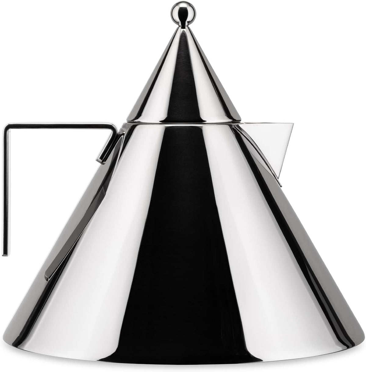 Alessi Il Conico 90017 - Bollitore di Design con Manico, Acciaio Inox, 2 lt(2 Litri/Grigio Acciaio)