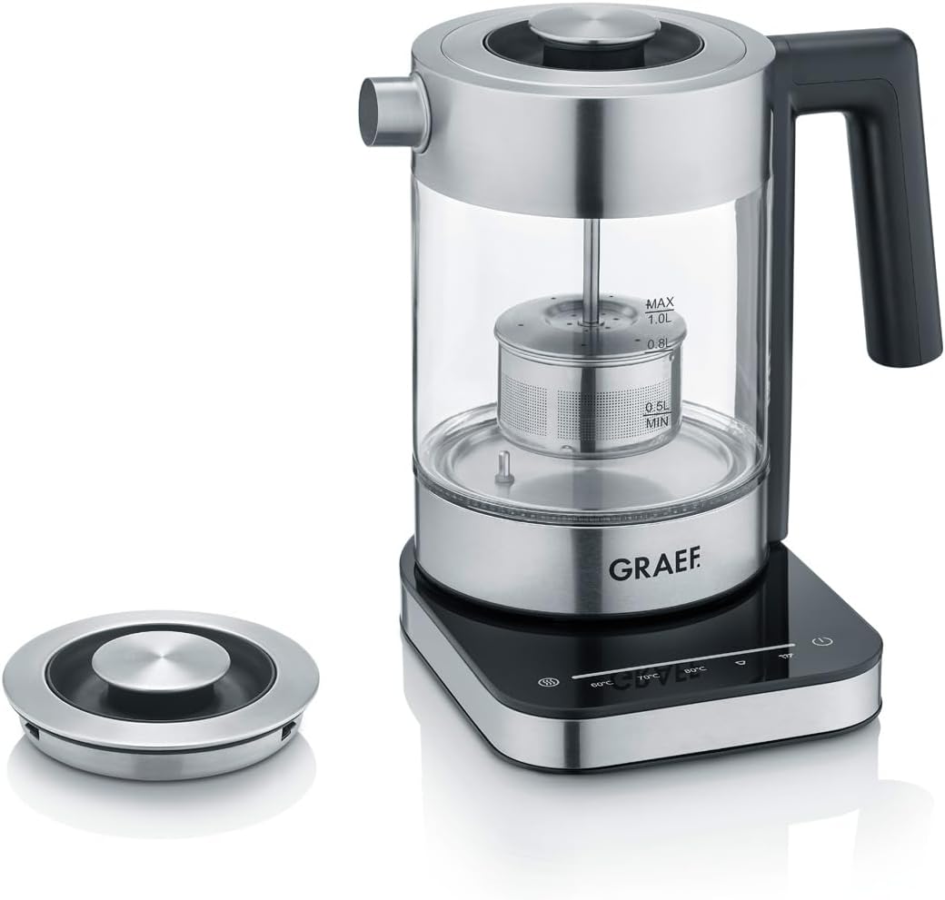 Graef WK350 bollitore Elettrico 1 L 2000 W Nero, Acciaio Inossidabile, Trasparente