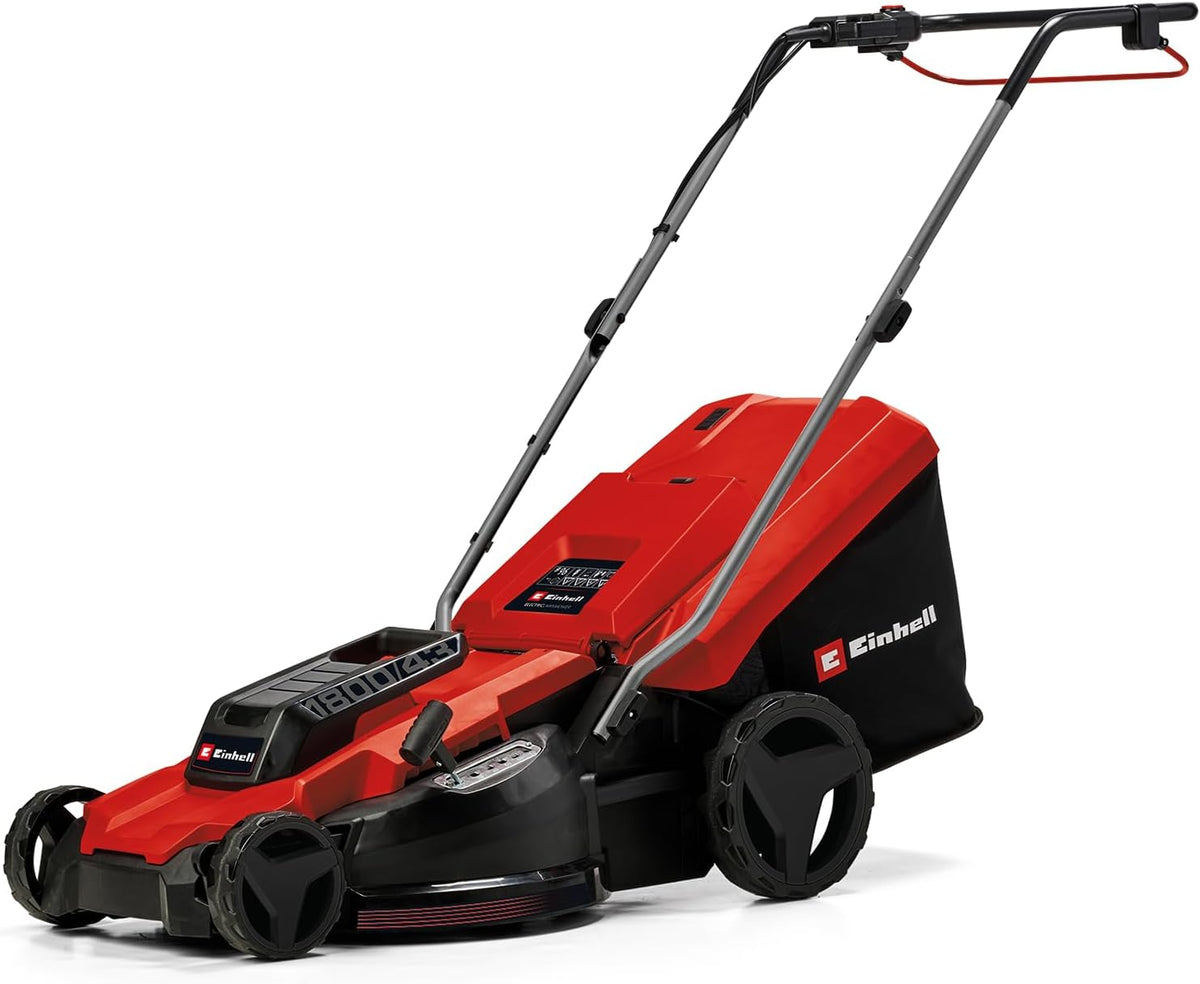 Einhell GC-EM 1800/43 Electric Lawn Mower (1800 W, Cutting Width 43 cm, Up to 800 m², Grass Catcher 50 L, Central Cutting Height Adjustment from 20 to 65 mm)(2024 Version)