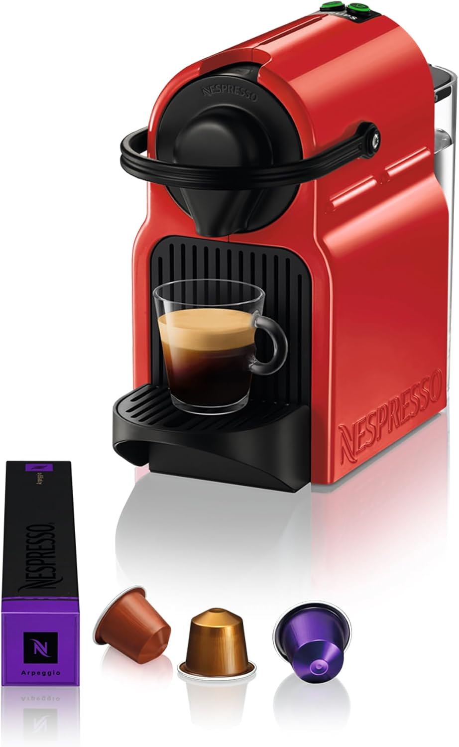 Krups Nespresso Inissia red, Macchina da caffè, Macchina per caffè espresso con capsule, Automatico compatto, Pressione 19 bar YY1531FD(Rosso)