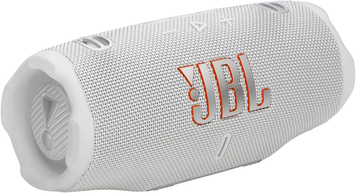 JBL Charge 6, Portable Bluetooth Speaker, White | Waterproof and Drop Proof, AI Boost, 28 Hours Playtime, Auracast, Integrated Powerbank , Removable Shoulder Strap(White)