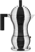 Alessi Pulcina MDL02/6BFM - Caffettiera per Espresso di Design, Manico e Pomolo in PA, in Fusione di Alluminio per Piani a Induzione, 6 tazze, Nero