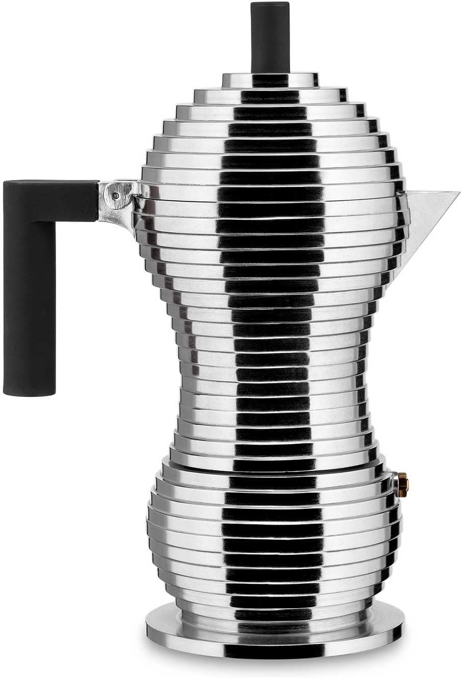 Alessi Pulcina MDL02/6BFM - Caffettiera per Espresso di Design, Manico e Pomolo in PA, in Fusione di Alluminio per Piani a Induzione, 6 tazze, Nero